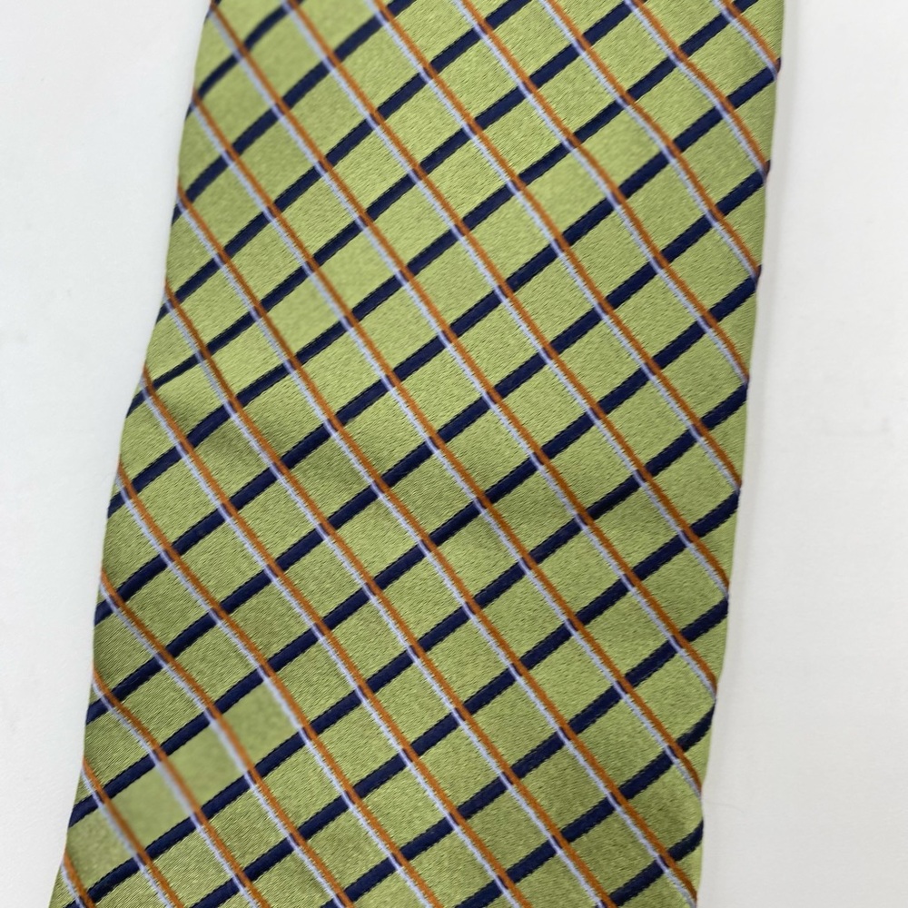 Ike Behar Olive and Navy Checkered Tie - Picture 6 of 7